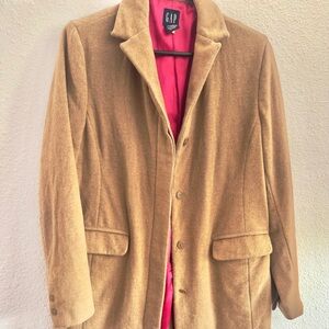 GAP Women's Tan Coat with Bright Pink Lining